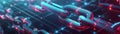 Isometric digital blocks create a cryptographic chain in blockchain concept.