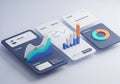 Isometric digital dashboard layout with three Royalty Free Stock Photo
