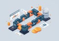 Isometric digital illustration depicting a blockchain concept. A Royalty Free Stock Photo