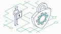Isometric Digital Security Data Protection Concept with Padlock and Gear, vector design Generative AI Royalty Free Stock Photo