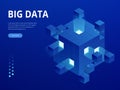 Isometric Digital Technology Web Banner. BIG DATA Machine Learning Algorithms. Analysis and Information. Big Data Access