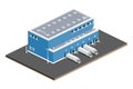Isometric Distribution Logistic Center. Warehouse Storage Facilities with Trucks Isolated on White Background