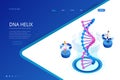 Isometric DNA helix, DNA Analysing concept. Digital blue background. Innovation, medicine, and technology. Web page or Royalty Free Stock Photo