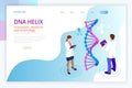 Isometric DNA helix, DNA Analysing concept. Digital blue background. Innovation, medicine, and technology. Web page or Royalty Free Stock Photo