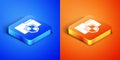 Isometric Document folder protection concept icon isolated on blue and orange background. Confidential information and Royalty Free Stock Photo