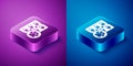 Isometric Dog pill icon isolated on blue and purple background. Prescription medicine for animal. Square button. Vector Royalty Free Stock Photo