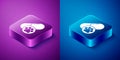 Isometric Dog pill icon isolated on blue and purple background. Prescription medicine for animal. Square button. Vector Royalty Free Stock Photo