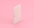 Isometric door 3d Icon in flat color pink room,single color white, cute toylike household objects, 3d rendering