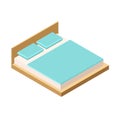 Isometric double bed with mattress and a high back Royalty Free Stock Photo