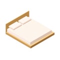 Isometric double bed with mattress and a high back. Royalty Free Stock Photo