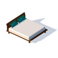 Isometric double bed with mattress and a high back Royalty Free Stock Photo