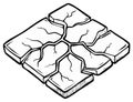 Isometric Drawing of Cracked Stone Tile Pattern, Broken Pavement Vector Design Royalty Free Stock Photo