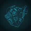 Isometric drawing of a Wankel rotary engine Royalty Free Stock Photo