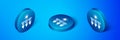 Isometric Drying grapes icon isolated on blue background. Dried grapes. Blue circle button. Vector