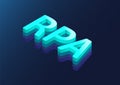 RPA 3d isometric text. Robotic Process Automation concept as vector illustration on dark blue background.