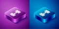 Isometric Dumbbell icon isolated on blue and purple background. Muscle lifting icon, fitness barbell, gym, sports