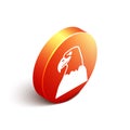 Isometric Eagle head icon isolated on white background. Animal symbol. Orange circle button. Vector