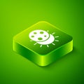 Isometric Eclipse of the sun icon isolated on green background. Total sonar eclipse. Green square button. Vector