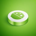 Isometric Eclipse of the sun icon isolated on green background. Total sonar eclipse. White circle button. Vector