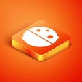 Isometric Eclipse of the sun icon isolated on orange background. Total sonar eclipse. Vector Illustration
