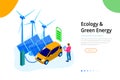 Isometric Ecology and green Energy concept for website and mobile website. Landing page template.