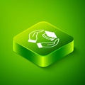 Isometric Education grant icon isolated on green background. Tuition fee, financial education, budget fund, scholarship Royalty Free Stock Photo