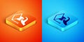 Isometric Education grant icon isolated on orange and blue background. Tuition fee, financial education, budget fund Royalty Free Stock Photo