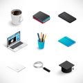 Isometric education icon set medium Royalty Free Stock Photo