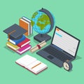 Isometric education vector concept. 3d back to school background in flat style Royalty Free Stock Photo