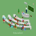 Isometric Educational Process. Flat 3d University Lecture Room with Teacher and Students