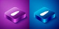 Isometric Eggplant icon isolated on blue and purple background. Square button. Vector