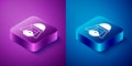 Isometric Egyptian man icon isolated on blue and purple background. Square button. Vector