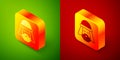 Isometric Egyptian man icon isolated on green and red background. Square button. Vector