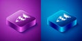 Isometric Egyptian vase icon isolated on blue and purple background. Symbol of ancient Egypt. Square button. Vector