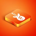 Isometric Electric bass guitar icon isolated on orange background. Vector