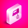 Isometric Electric mixer icon isolated on pink background. Kitchen blender. Silver square button. Vector Royalty Free Stock Photo