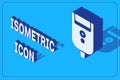 Isometric Electric razor blade for men icon isolated on blue background. Electric shaver. Vector Illustration Royalty Free Stock Photo