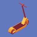 Isometric electric scooter on blue background. Vector 3d illustration