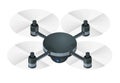 Isometric Electric wireless RC quadcopter drone with video and photo camera for aerial photography isolated on white