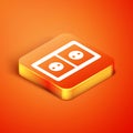 Isometric Electrical outlet icon isolated on orange background. Power socket. Rosette symbol. Vector