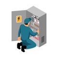 Isometric Electrician Illustration