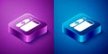 Isometric Electronic cigarette icon isolated on blue and purple background. Vape smoking tool. Vaporizer Device. Square