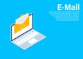Isometric Email marketing, newsletter marketing, email subscription. Isometric design, vector illustration on background.