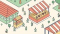 Isometric empty market stall, ready for bustling commerce and goods. vector design Generative AI Royalty Free Stock Photo