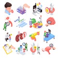 Isometric Endocrinologist Colored Icon Set