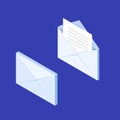 Isometric envelope icon. Get E-mail concept, notification, New Message.