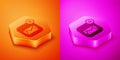 Isometric Envelope icon isolated on orange and pink background. Received message concept. New, email incoming message