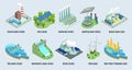 Isometric Environmental Eco Plants Set