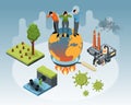 Isometric Environmental Problems Illustration