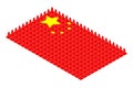 Isometric equipment traffic cone in row, China national flag shape concept design illustration